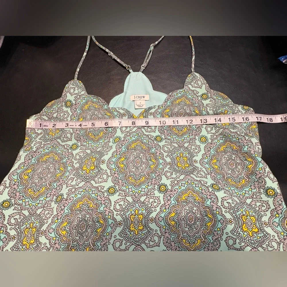 J. Crew Top Womens 2 Spaghetti Strap Racerback Colorful Lined Stretch Layering